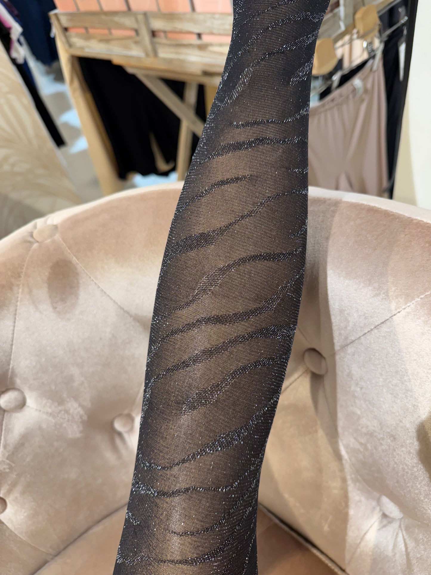 Svarta mönstrade strumpbyxor 96369