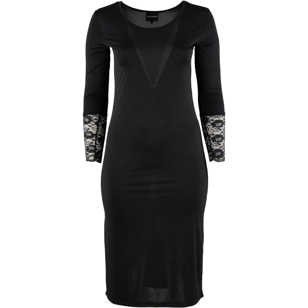 Svart underklänning med spetsärm från Studio S255893