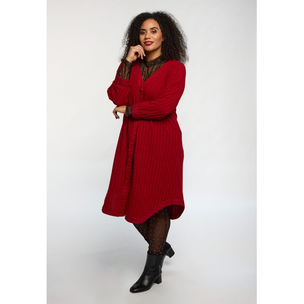 Röd lång kofta från Studio S256850