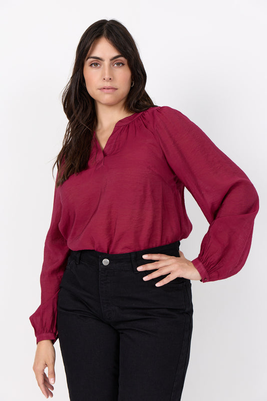Vinröd blus från Wasabi 500085