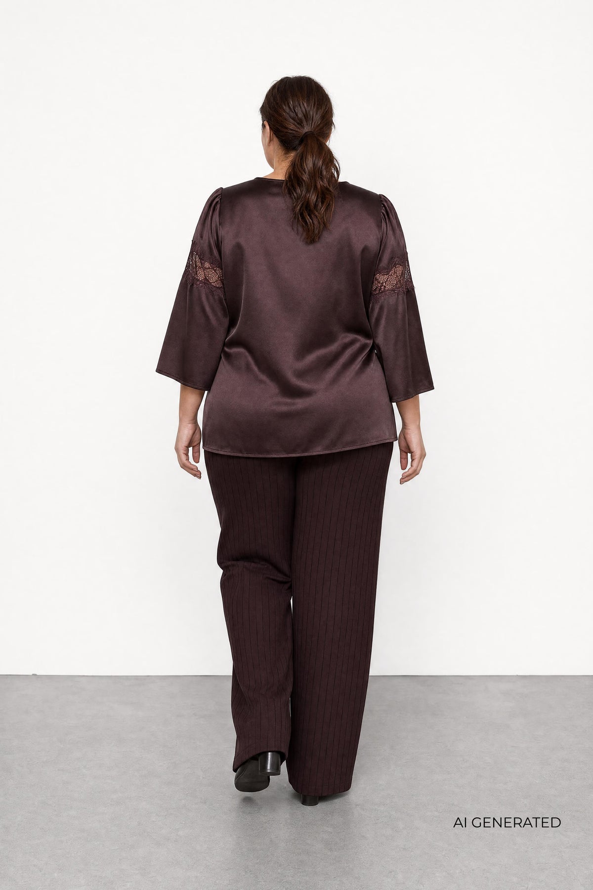Elegant satinblus med spets från Wasabi 500206