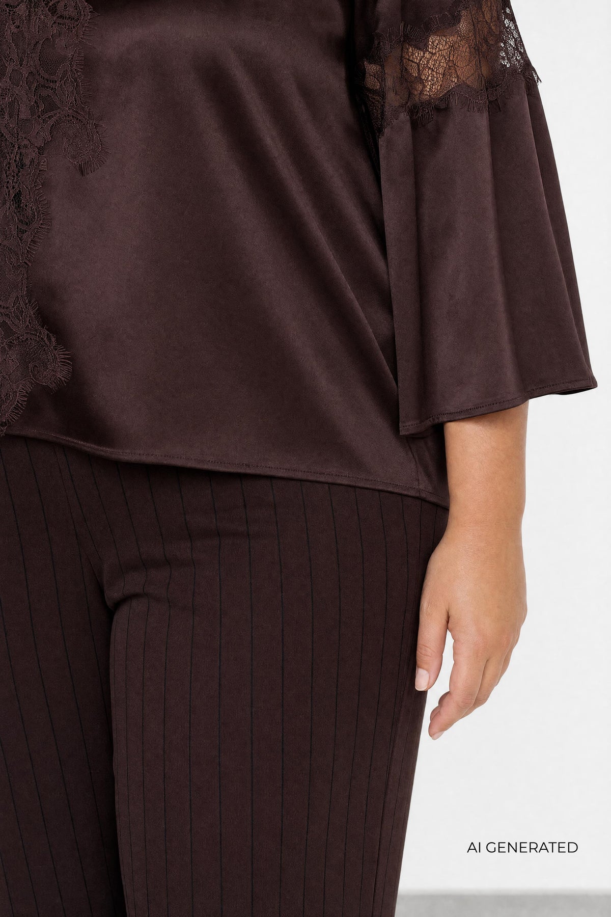 Elegant satinblus med spets från Wasabi 500206