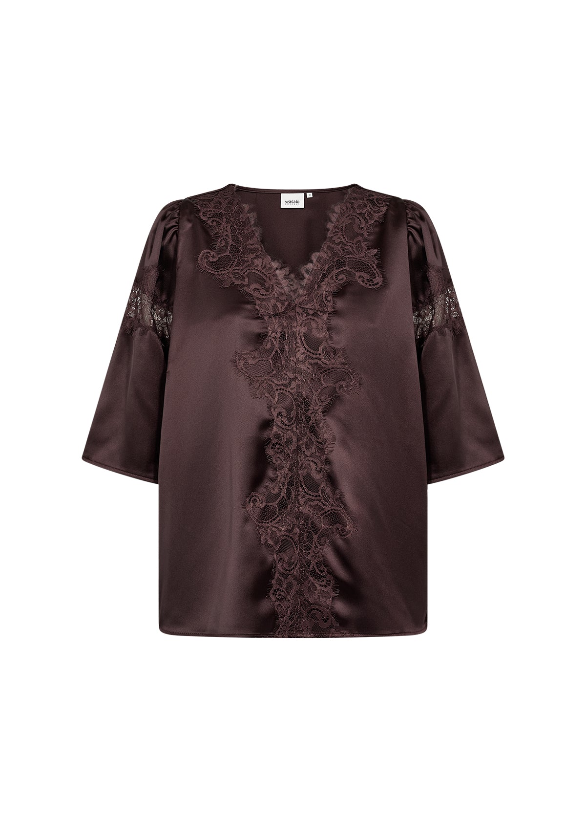 Elegant satinblus med spets från Wasabi 500206