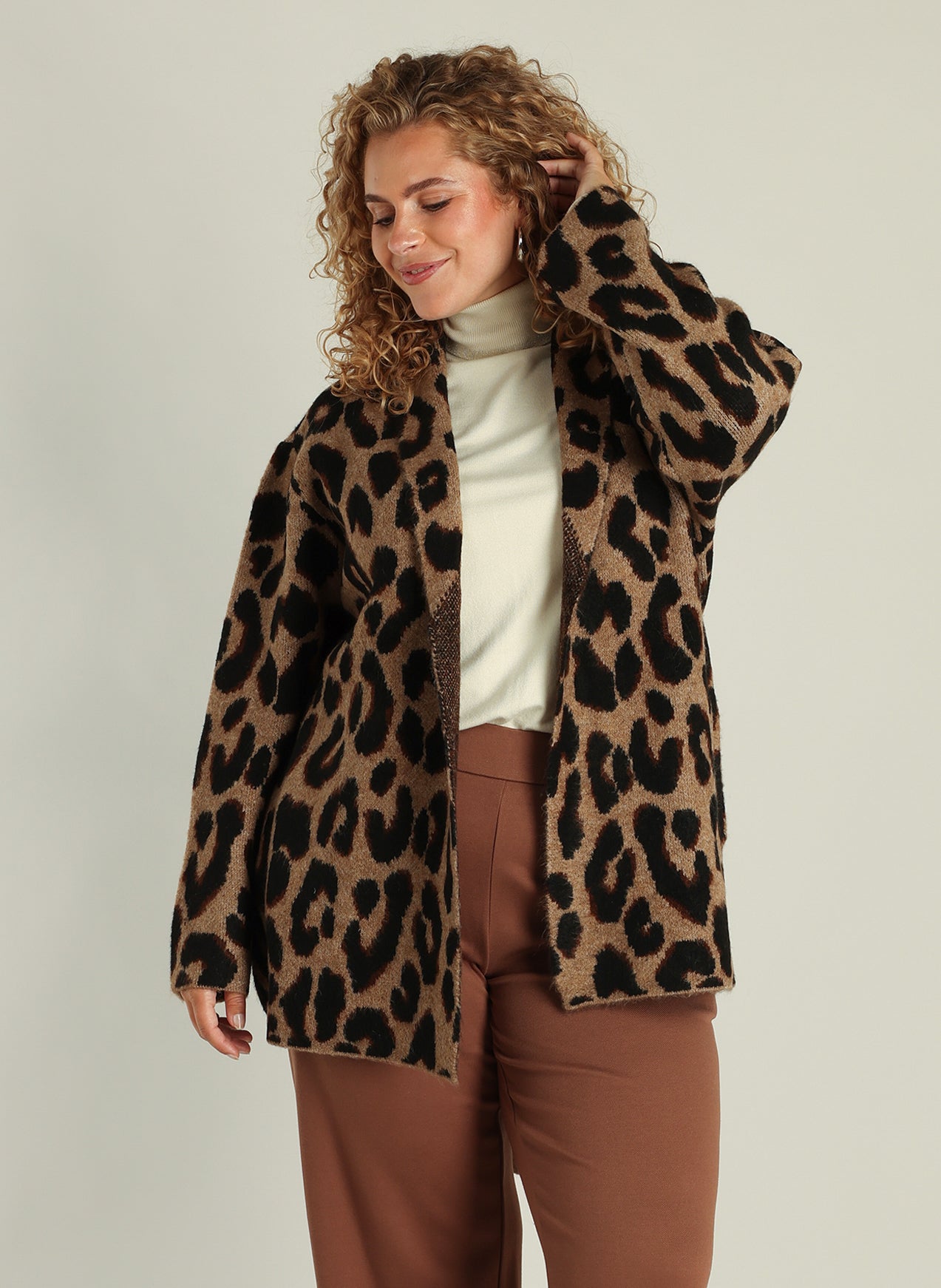 Leopard mönstrad kofta från YESTA A005838