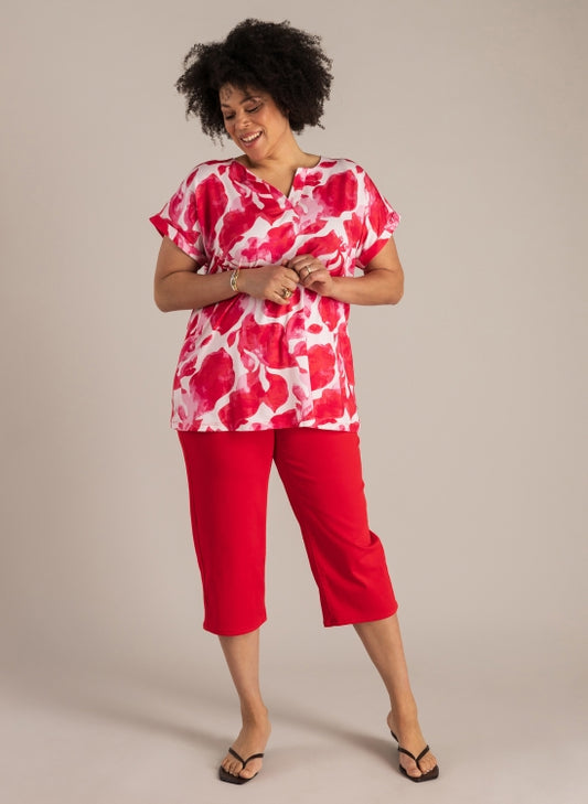 Röd mönstrad topp från Yest Curve A006334