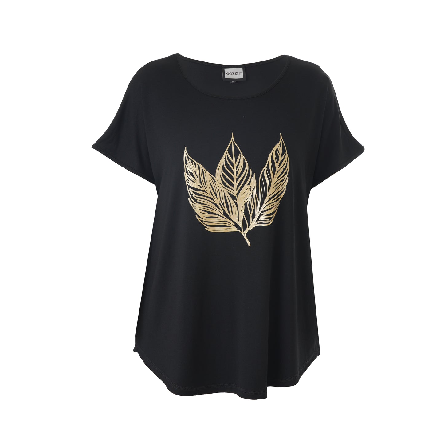 Gitte T-shirt med guld löv från Gozzip G246046