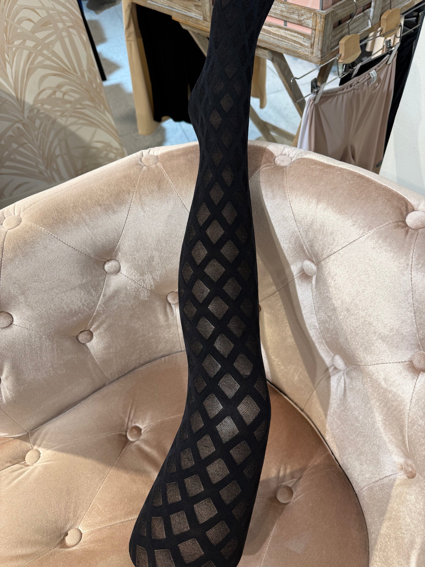 Svarta mönstrade strumpbyxor 96368