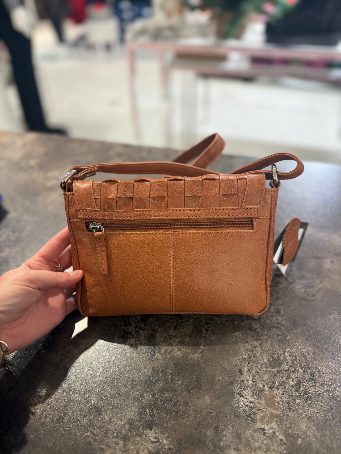 Konjak färgad skinnväska 7477