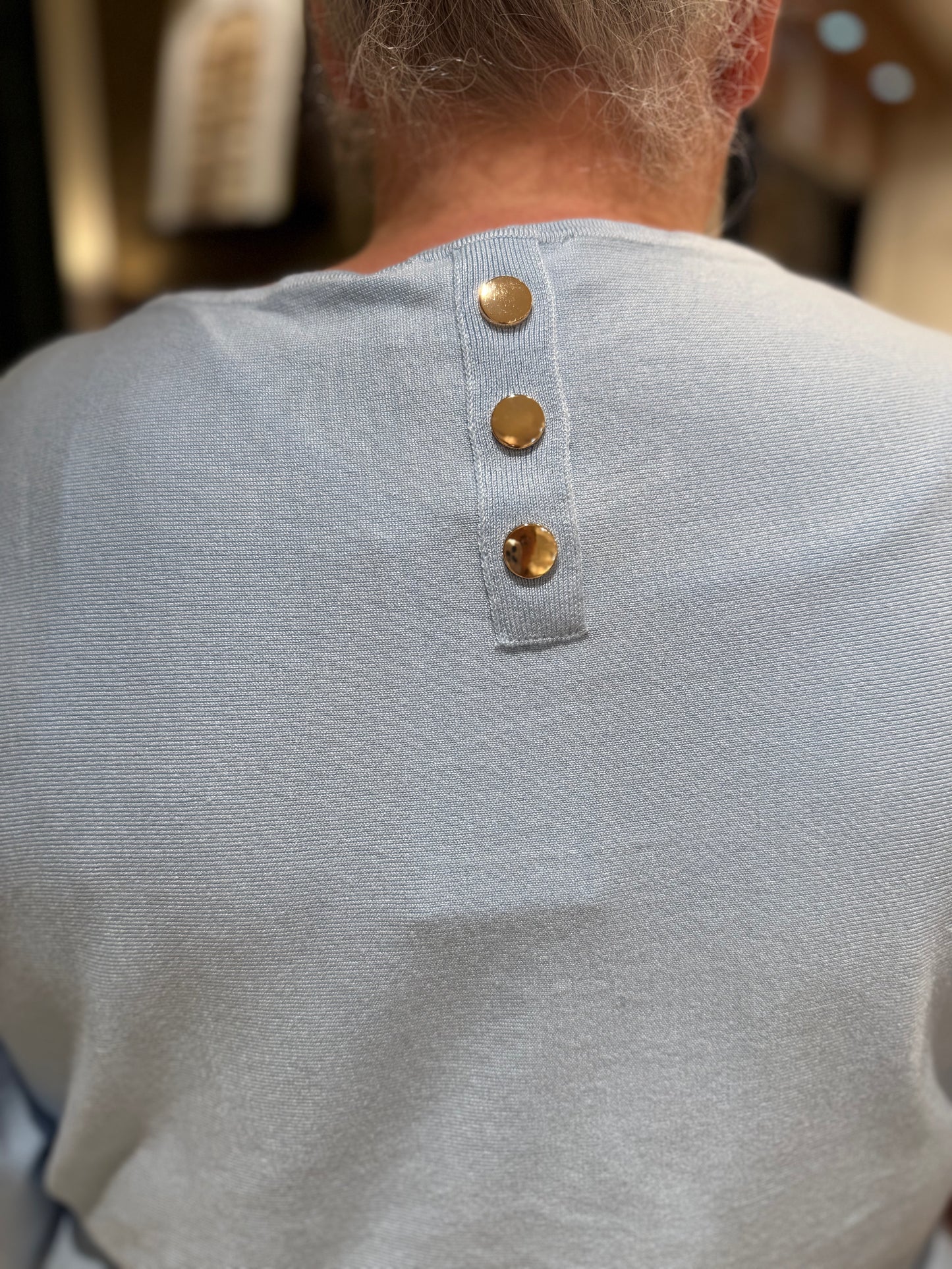 Ljusblå stickad tröja från YESTA A006101