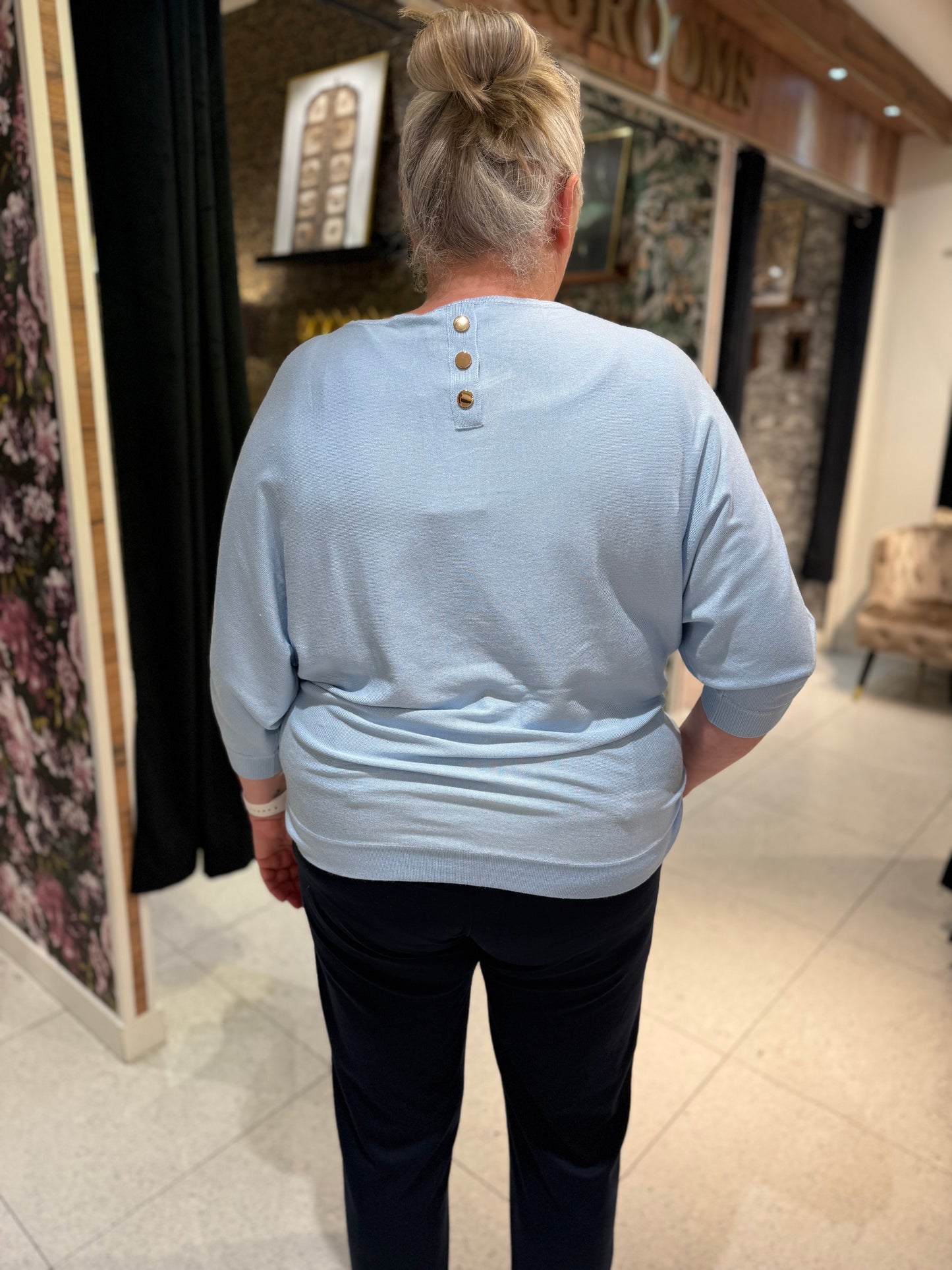 Ljusblå stickad tröja från YESTA A006101