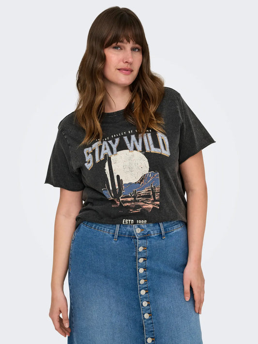 T-shirt med tryck stay Wild 15299503