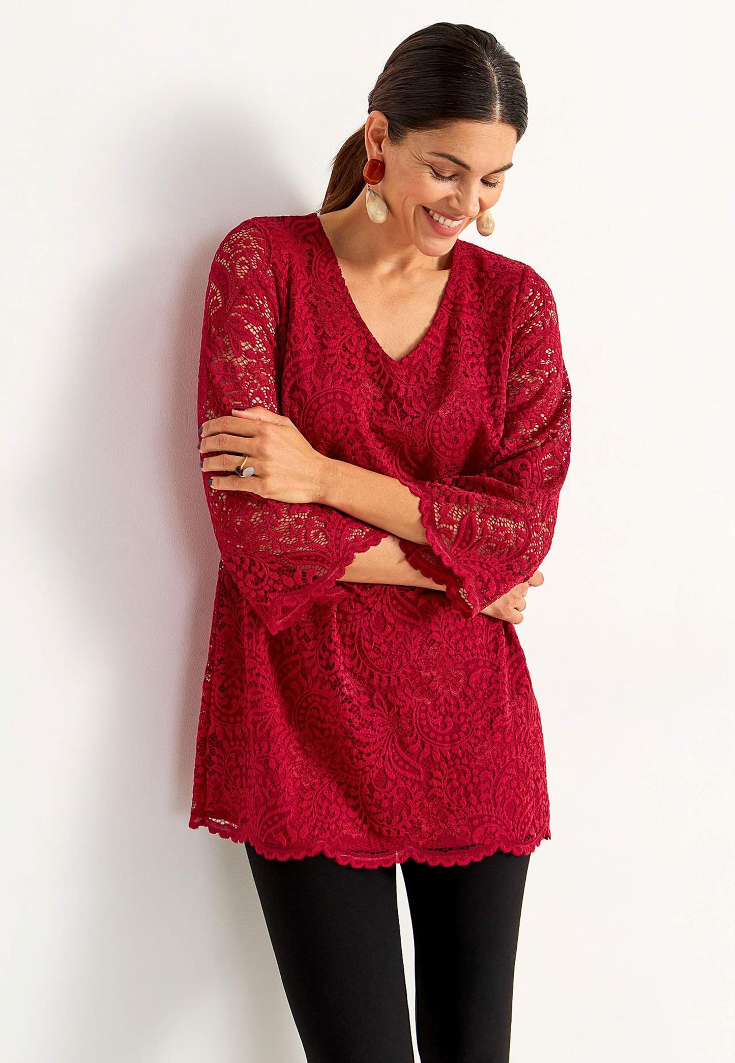 Röd spets topp/tunika från Cellbes 618155