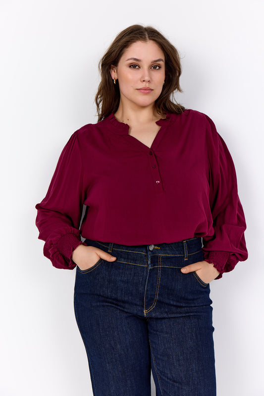 Vinröd blus från Wasabi W10523