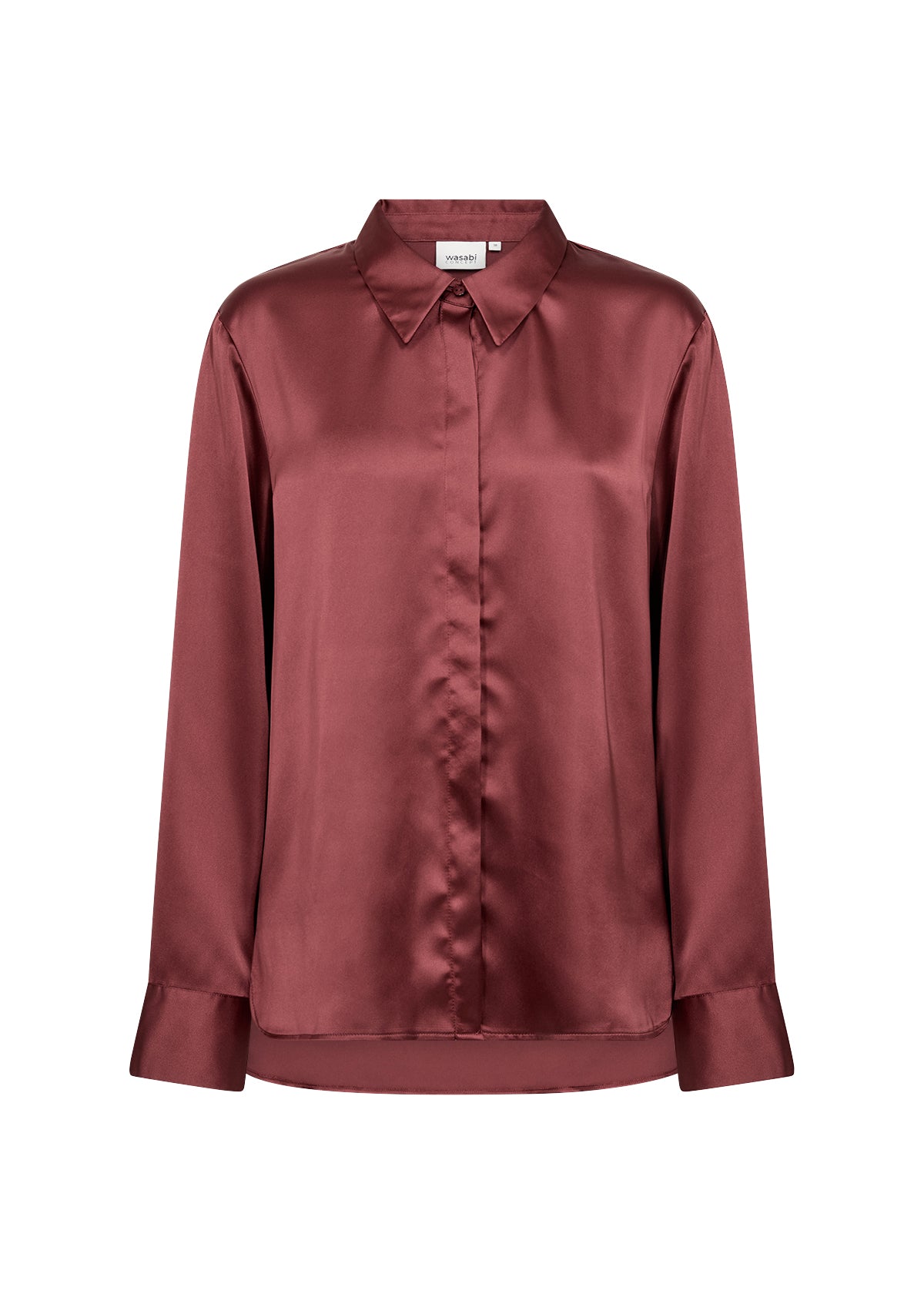 Vinröd satinblus från Wasabi W10842